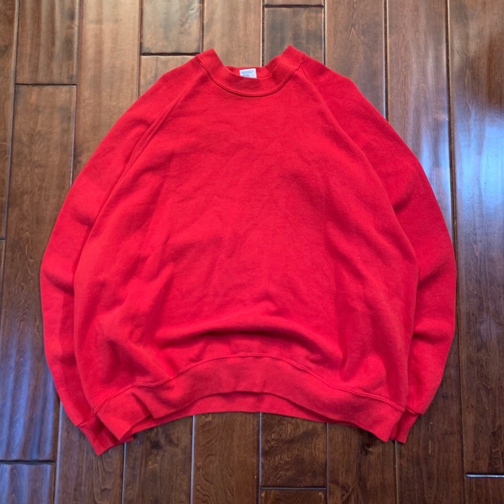 Vintage Jerzees Blank Sweatshirt 3X Red Raglan Crewneck Pullover Made in USA